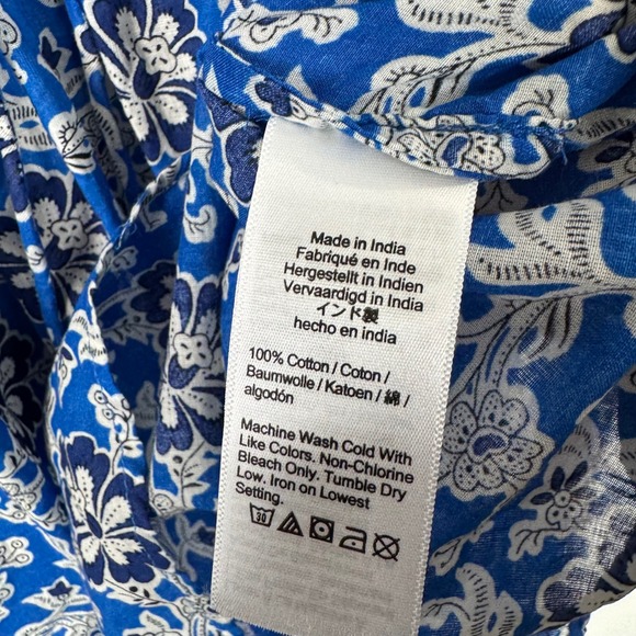 J.Crew Tie Front Floral Mini Beach Dress Womens S Cotton Viole Blue - Picture 6 of 9